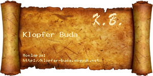 Klopfer Buda névjegykártya
